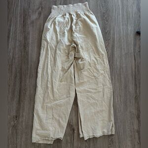 Beige Light Weight Wide-Leg Pants